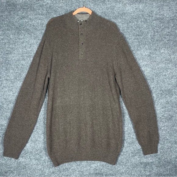 NWT Joseph Abboud Mens 2XLT Mock Neck Henley Sweater Wool Blend Button Pullover - Picture 1 of 8